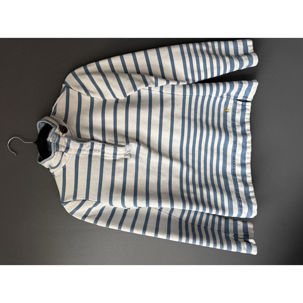 Joules Blue and White Striped Pullover Sweater with Button Collar - Picture 1 of 7